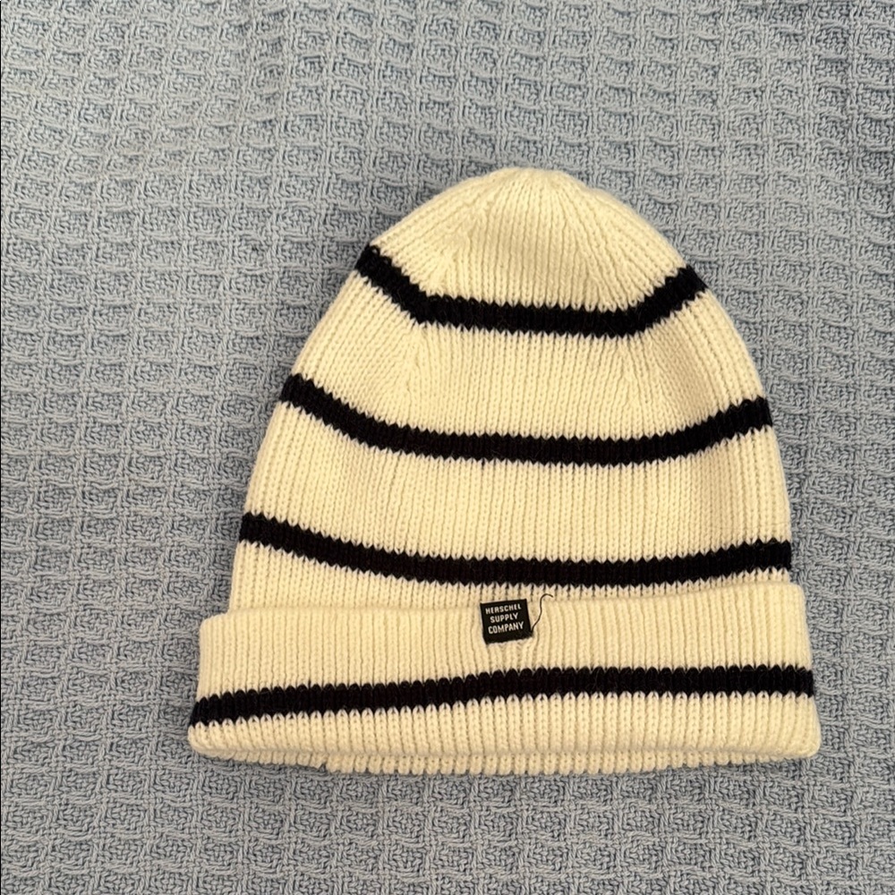 Navy and white striped Stocking hat/ Beanie